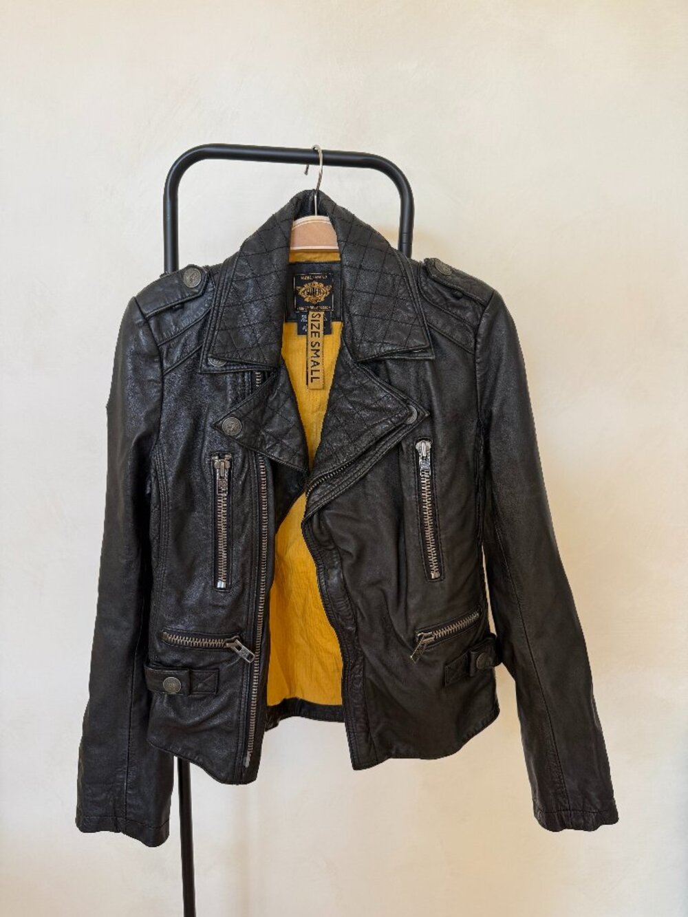 Superdry: Women's Vintage Leather Biker Jacket (Small)